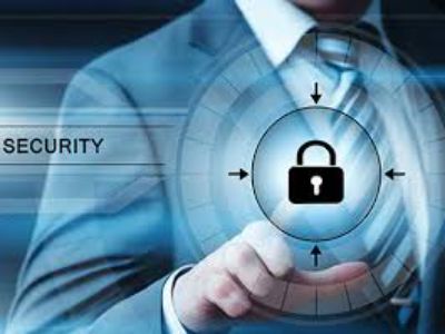 man pushing a padlock button on screen